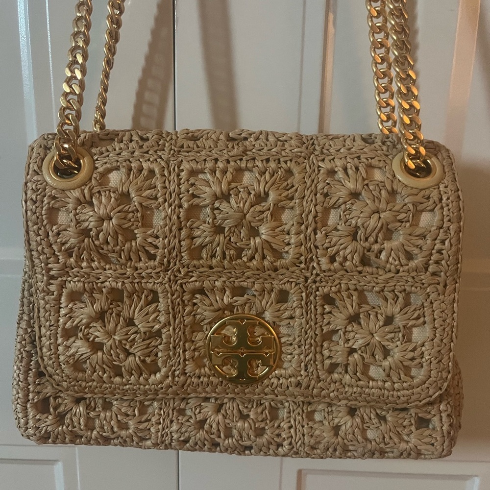 Tory Burch Beige/ Tan  Crochet Shoulder Bag
